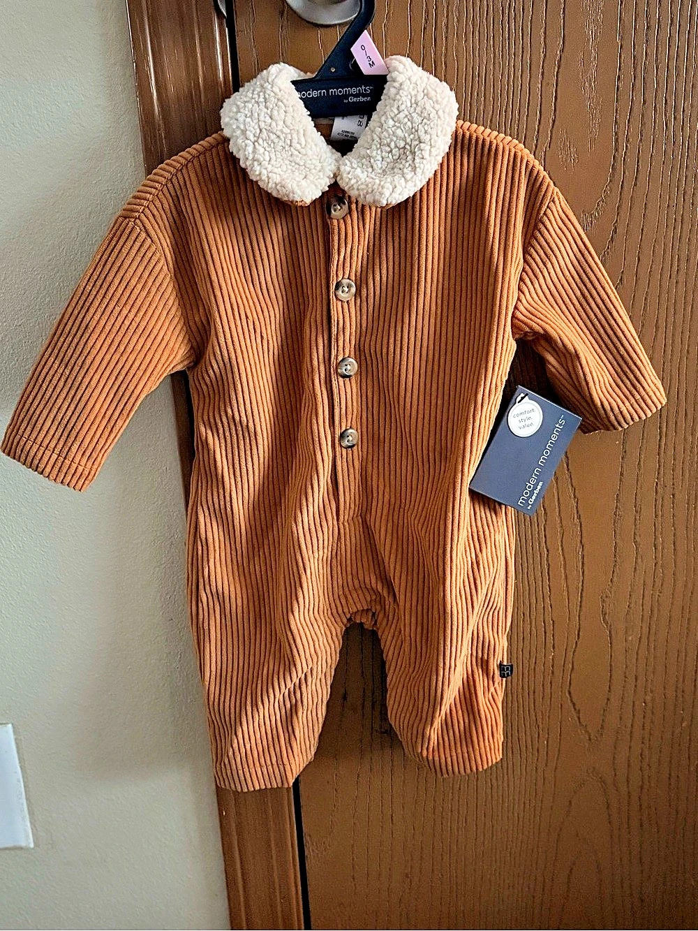Ribbed Collared Footie Orange Baby 0-3M NWT